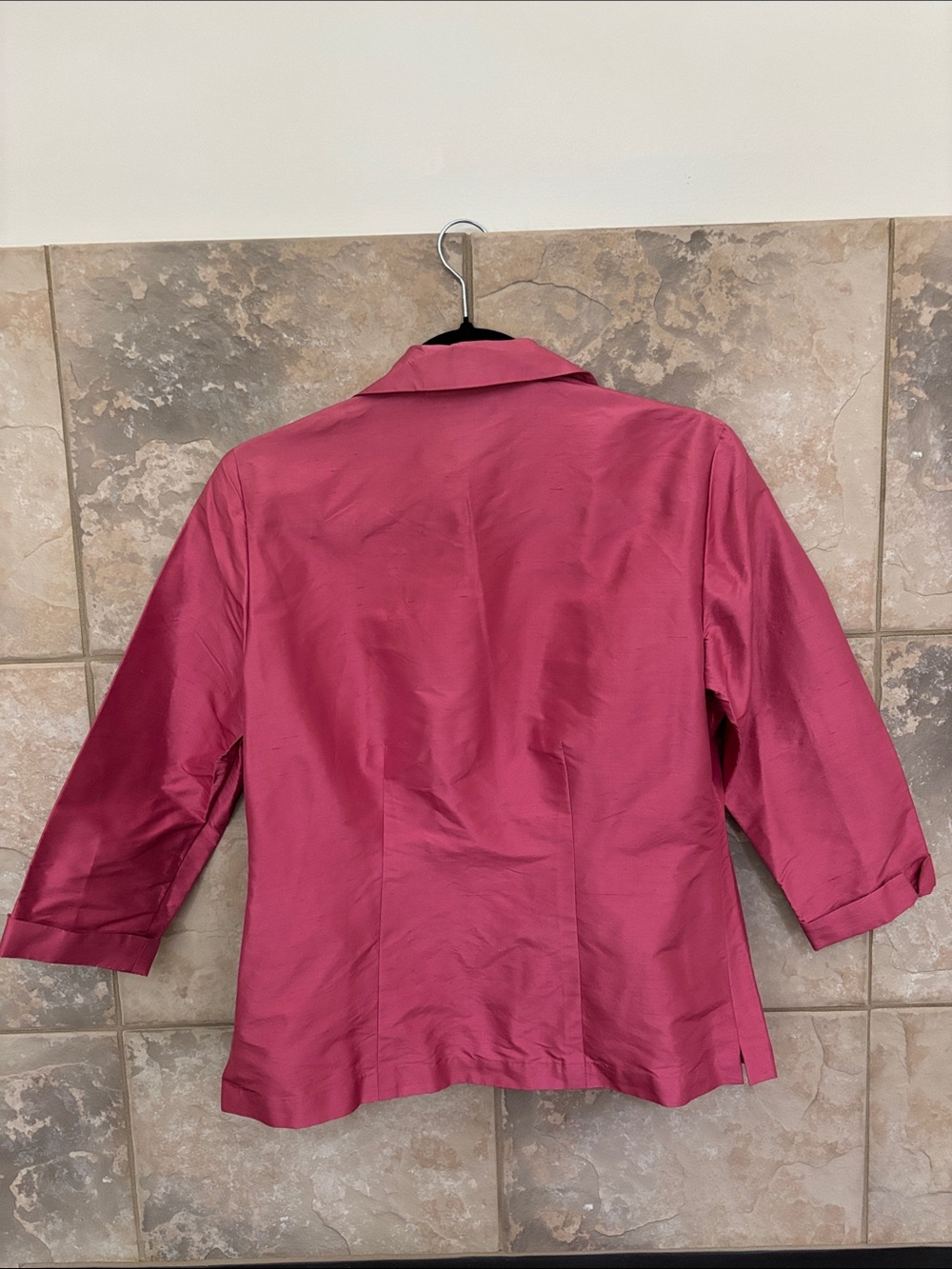 Charter Club Raspberry Button-Down Silk Blouse - Picture 5 of 6